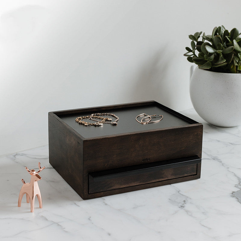 Jewelry Wooden Storage Box Simple Drawer Type Earrings