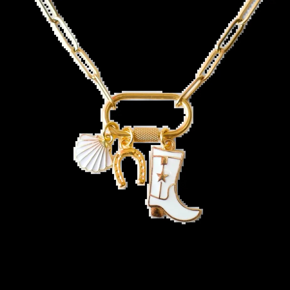 Cowboy Boots + Seashell Charm Necklace