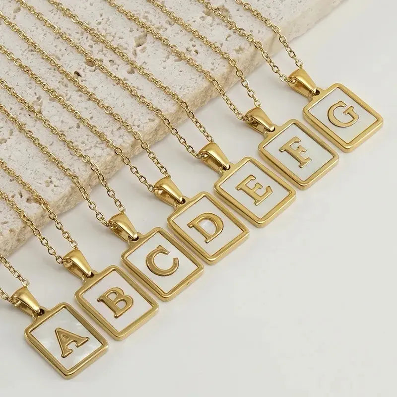 Stainless Steel Initial Pendant Necklace