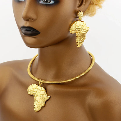 African Gold Color Jewelry Set for Women Large Earrings and Pendant Italian Luxury Necklace Bangle Ring Weddings Jewellery Gift