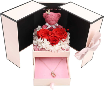 Preserved Flower Jewelry Box Necklace Bracelet Birthday Gift