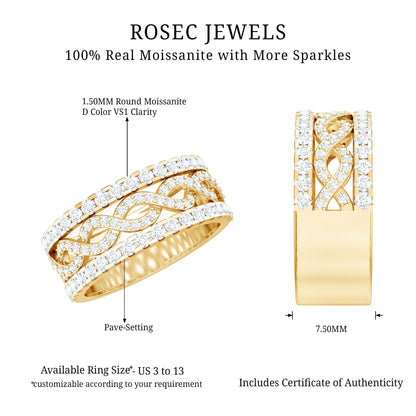 Certified Moissanite Infinity Wedding Band for Women