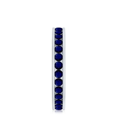 Natural Blue Sapphire Eternity Stackable Ring for Women