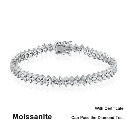 NeeTim Moissanite Tennis Bracelet 925 Sterling Silver Lab Diamond Bracelets with White Gold Plated  Fine Jewelry For Women