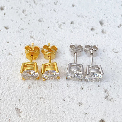 NeeTim 0.2-2ct Moissanite Earrings For Women 925 Sterling Silver Ear Studs with Yellow Gold Plated Lab Diamond Wedding Jewelry