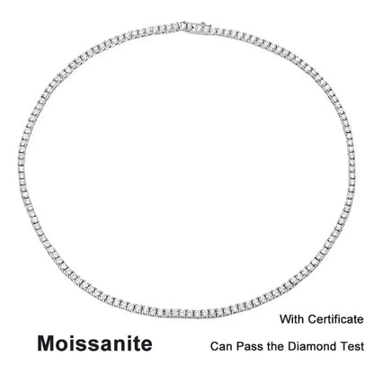NeeTim 2.5mm Full Moissanite Tennis Necklace 925 Sterling Silver with Gold Plated Necklaces Neck Chain Fine Jewelry for Women