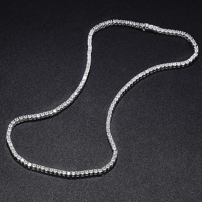 NeeTim 2.5mm Full Moissanite Tennis Necklace 925 Sterling Silver with Gold Plated Necklaces Neck Chain Fine Jewelry for Women