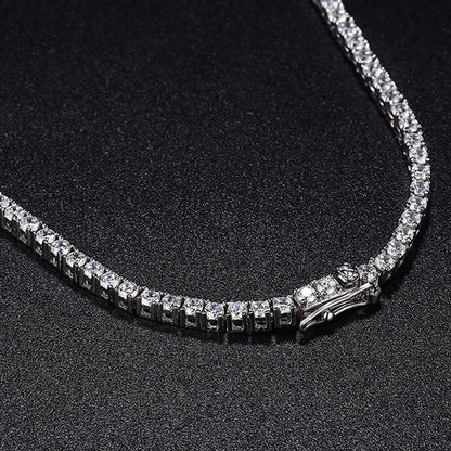 NeeTim 2.5mm Full Moissanite Tennis Necklace 925 Sterling Silver with Gold Plated Necklaces Neck Chain Fine Jewelry for Women