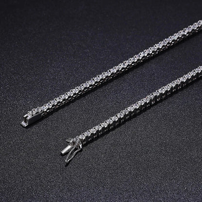 NeeTim 2.5mm Full Moissanite Tennis Necklace 925 Sterling Silver with Gold Plated Necklaces Neck Chain Fine Jewelry for Women
